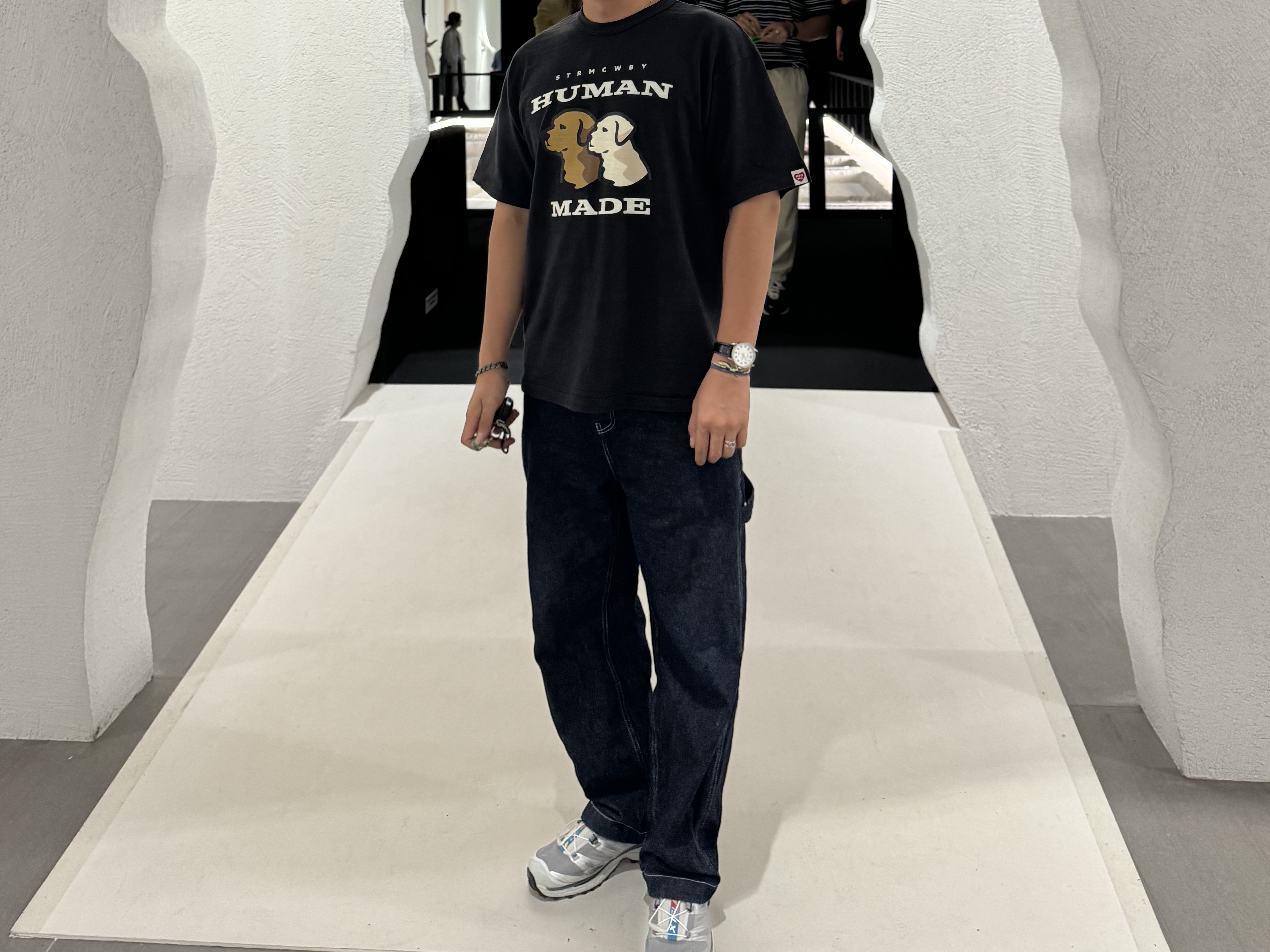 Human Made Graphic T-Shirt #12 Black, Salomon XT-4 OG Sharkskin Dawn Blue 착용 스타일