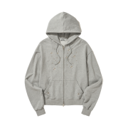 DAUSPICE Eyelet Stud Hoodie Zip-up Gray