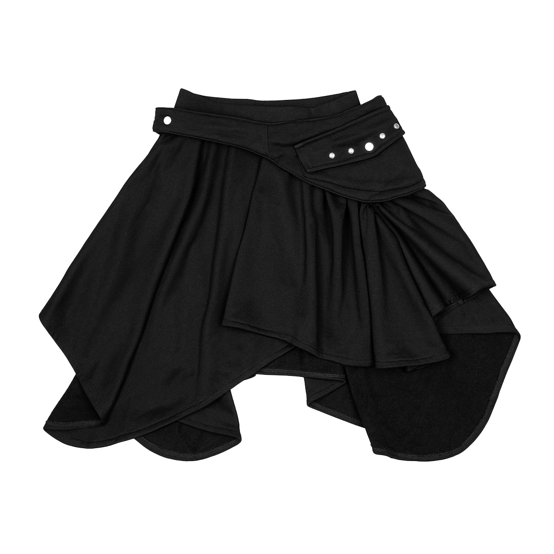 P0000ENT Roughneck Belted Pocket Draped Skirt Black