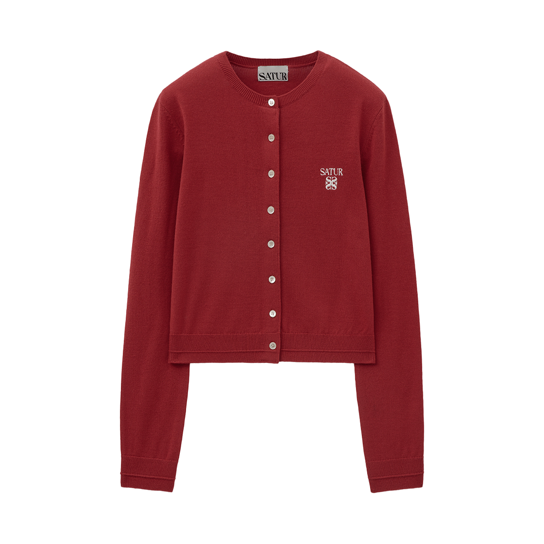 세터 우먼 로렌 베이직 크루 넥 파인 가디건 레드