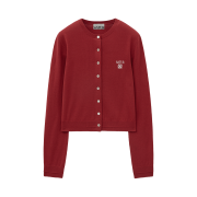 SATUR W Loren Basic Crewneck Fine Cardigan Red
