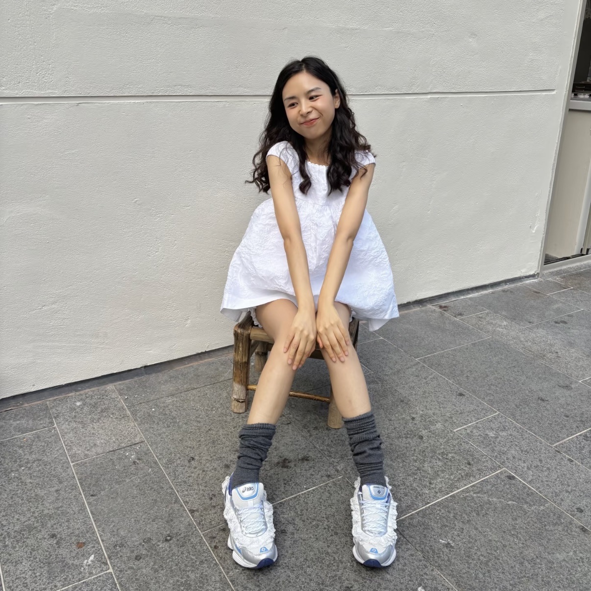 Asics x Shushu Tong Gel-Kinetic Fluent White Dive Blue 착용 스타일 - 1
