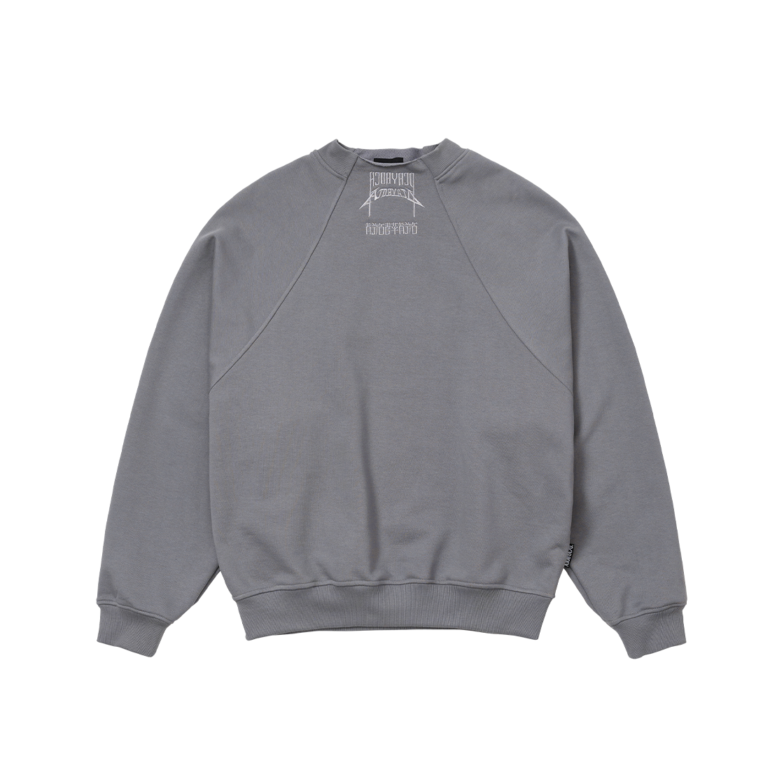 AJ254TP004GR AJOBYAJO Raglan High Neck Arch Logo Sweatshirt Grey