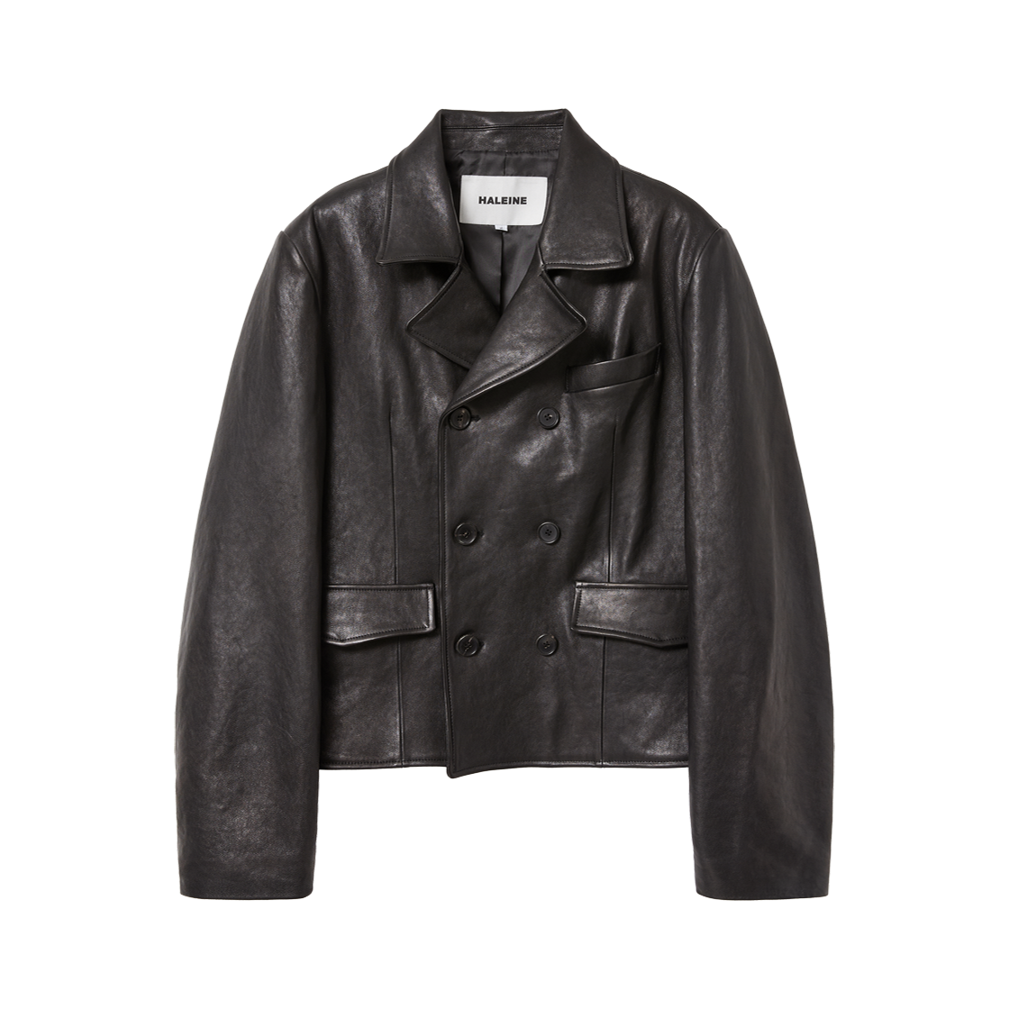 알렌느 더블 블레스티드 레더 숏 자켓 블랙