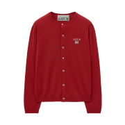 SATUR Loren Basic Crew Neck Fine Cardigan Red