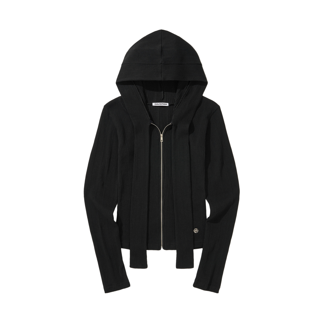 디오스피스 머플러 니트 후드 집업 블랙(DAUSPICE Muffler Knit Hoodie Zip-up Black)