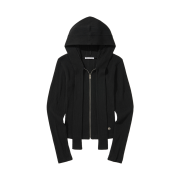DAUSPICE Muffler Knit Hoodie Zip-up Black