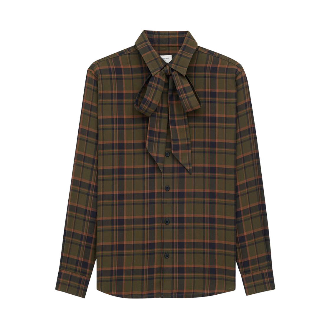 838890-Y33IA-2883 (W) Saint Laurent Cassandre Lavalliere Shirt in Cotton Plaid Fakland Checks