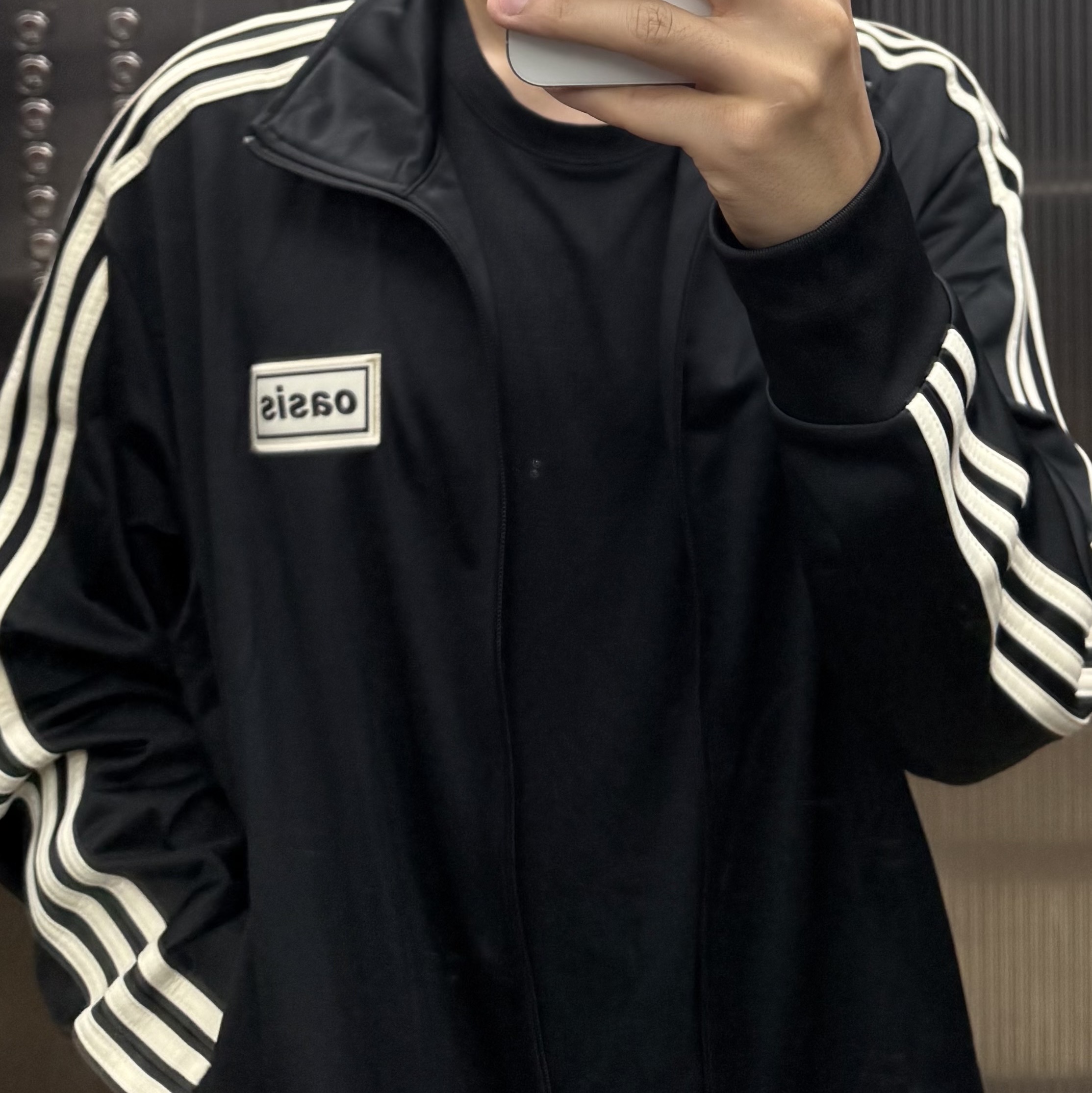 Adidas x Oasis Tour Firebird Track Top Black - US Sizing 착용 스타일
