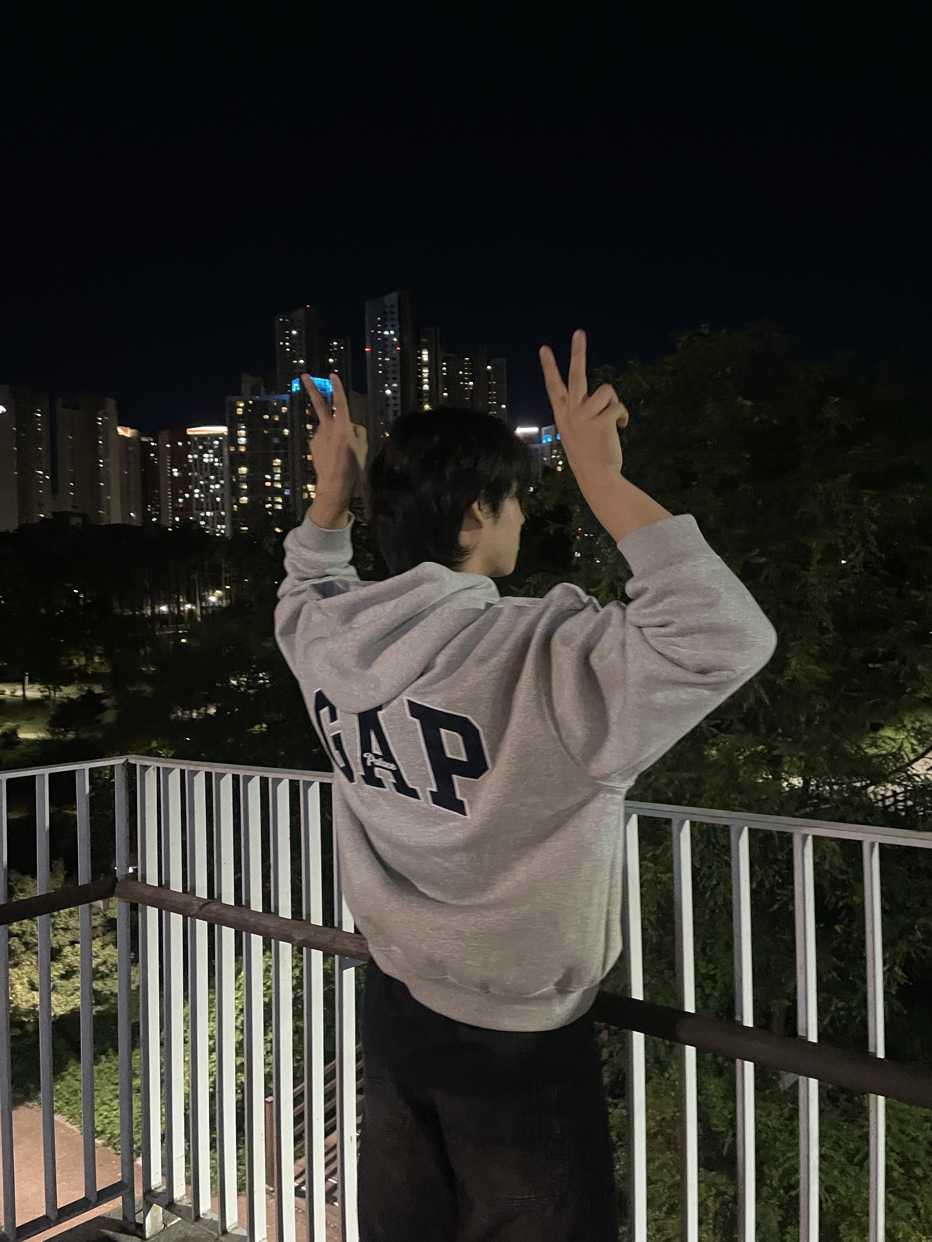Palace x Gap Hood Grey - 24SS 착용 스타일 - 1