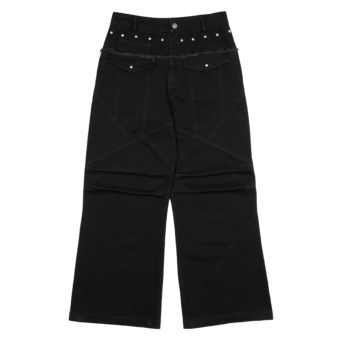 러프넥 워싱 패널 스티치 팬츠 블랙(Roughneck Washing Panel Stitch Pants Black)