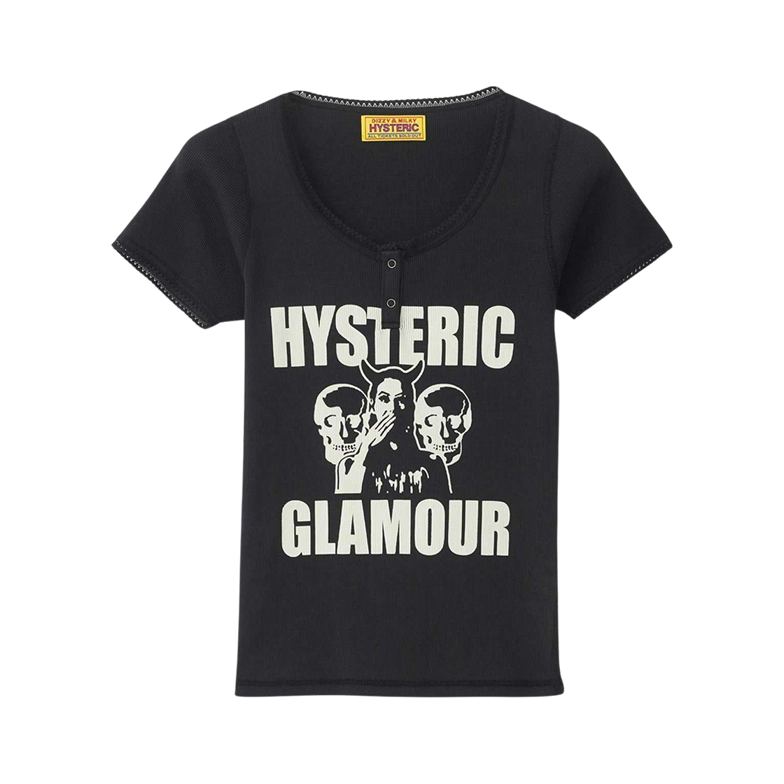 01253CT03 (W) Hysteric Glamour Evil Skull Chibi T-Shirt Black