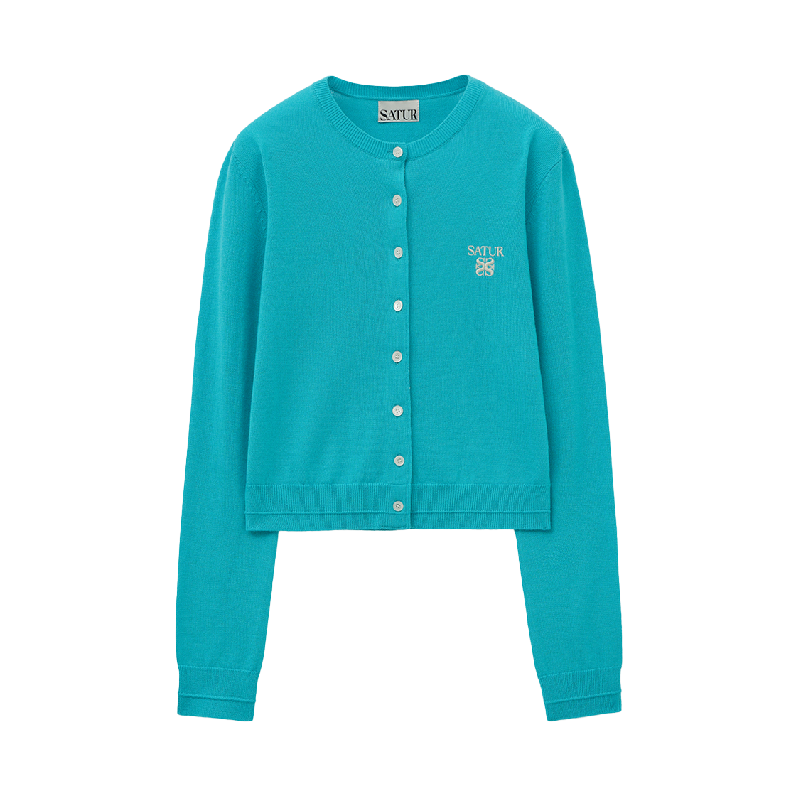 SA253WKC06BLE0 SATUR W Loren Basic Crew Neck Fine Cardigan Blue