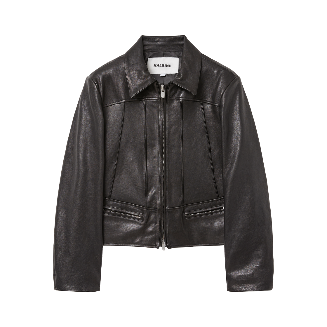 알렌느 핀턱 레더 자켓 블랙
