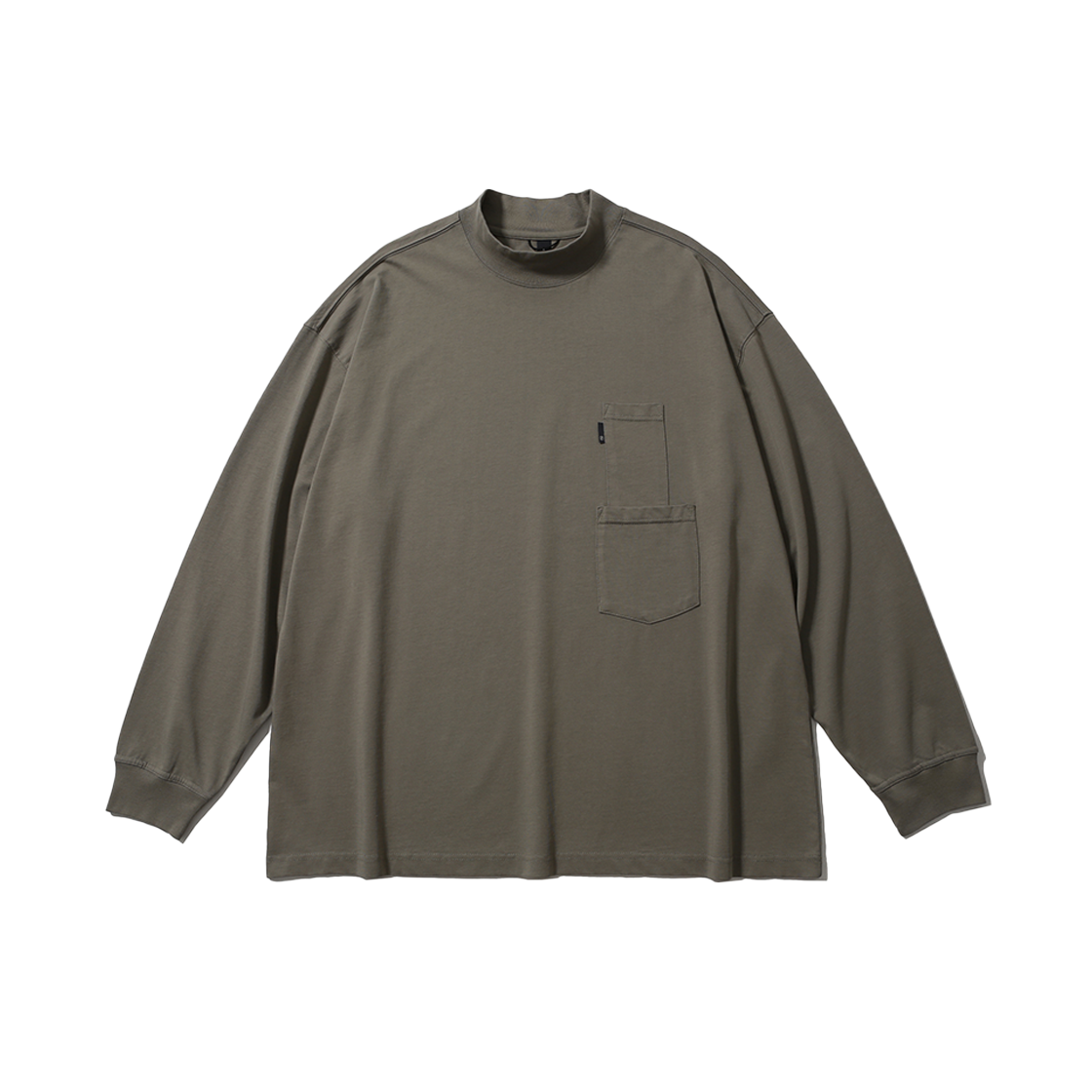 모이프 배기 모크넥 롱슬리브 티셔츠 올리브그레이