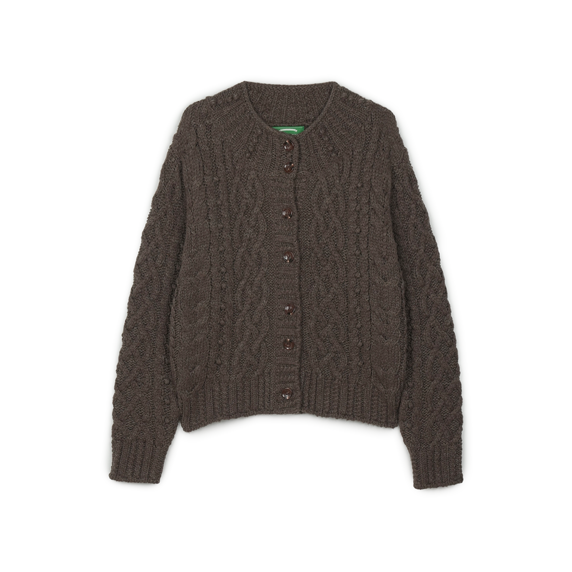 그린버터 헤이즐 케이블 카디건 브라운