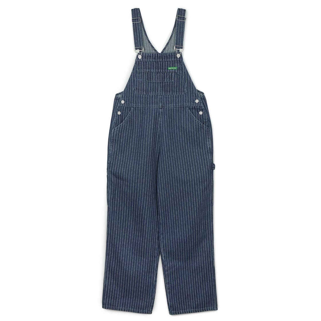 그린버터 핀스트라이프 데님 오버롤 팬츠 딥 블루(Greenbutter Pinstripe Denim Overall Pants Deep blue)