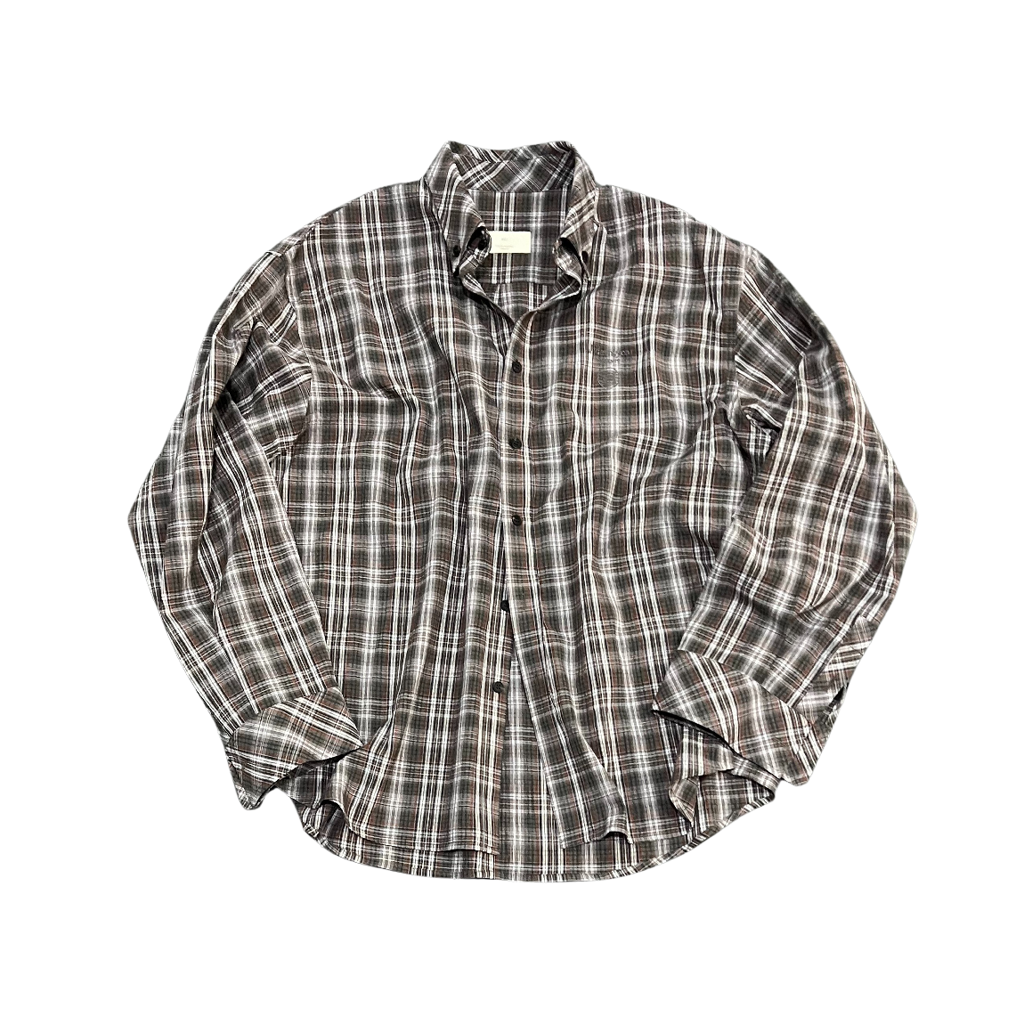 언더마이카 무.136 서클 로고 베이식 롱 슬리브 체크 셔츠 다크 베이지(Undermycar MU.136 Circle Logo Basic Long Sleeve Check Shirts Dark Beige)