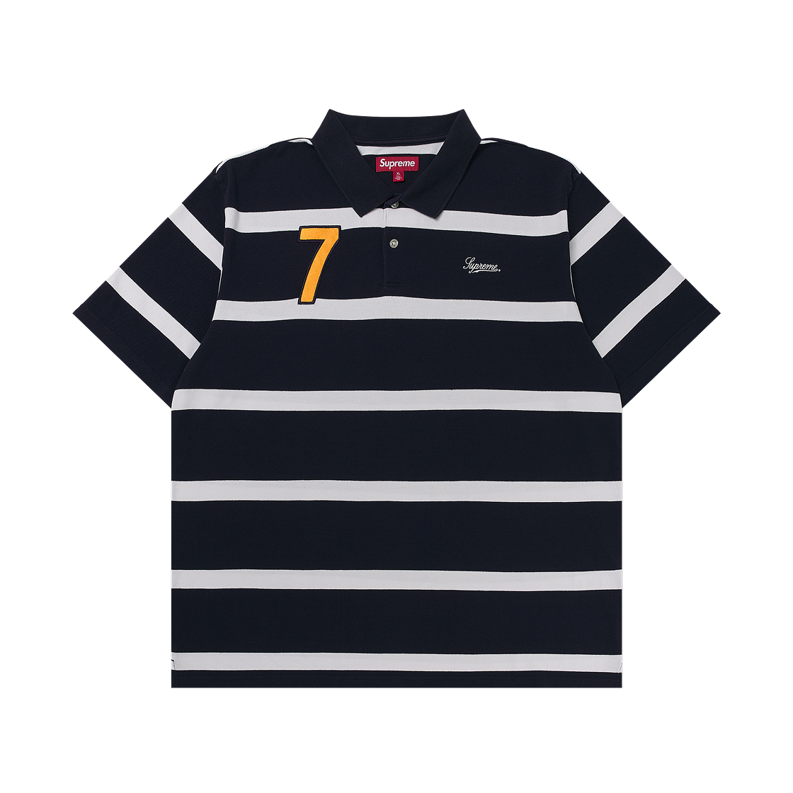 슈프림 커시브 폴로 네이비 스트라이프 - 25SS(Supreme Cursive Polo Navy Stripe - 25SS)