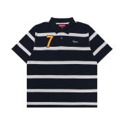 Supreme Cursive Polo Navy Stripe - 25SS