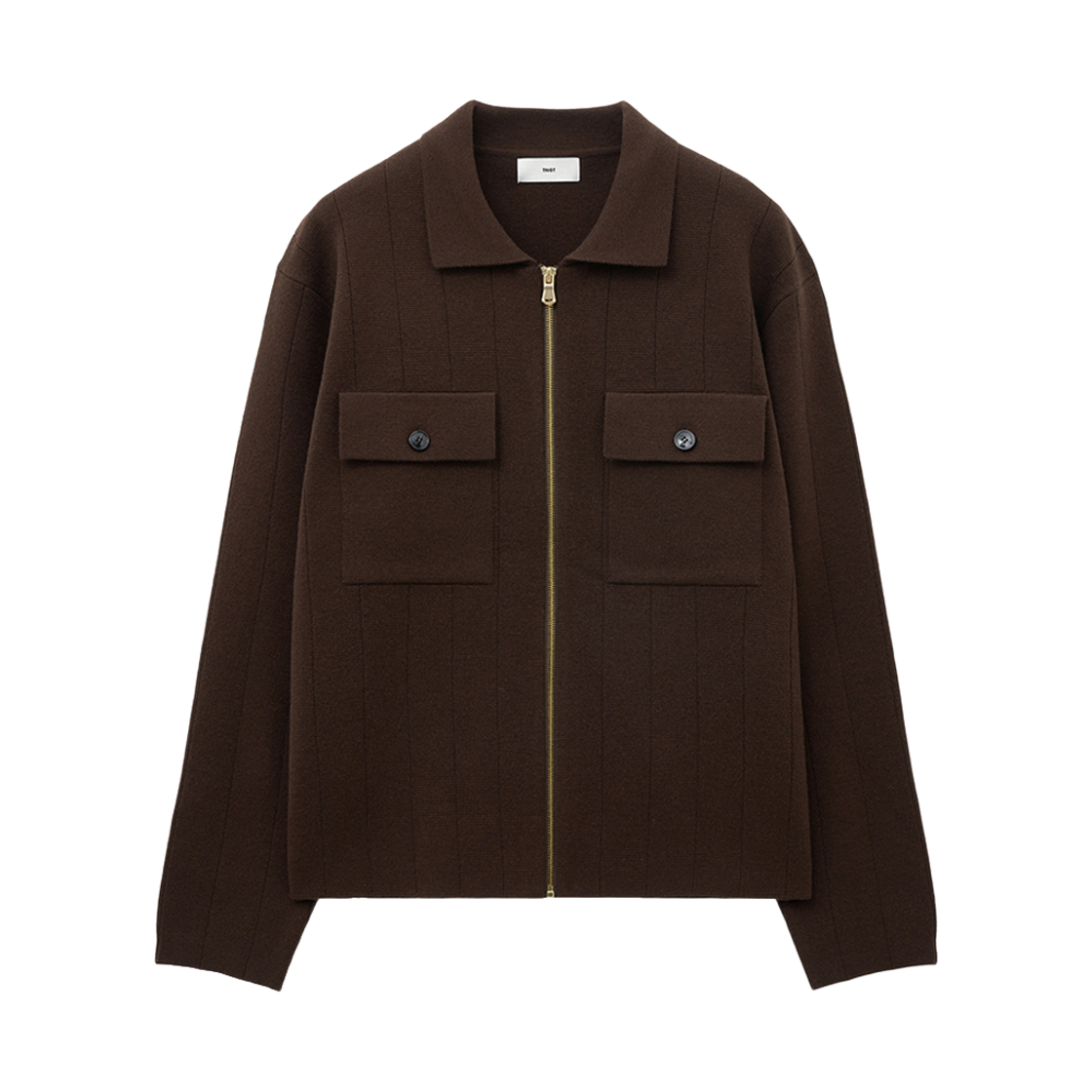 TNSW5F102W2 TNGT Milano Zip-Up Cardigan Red Brown