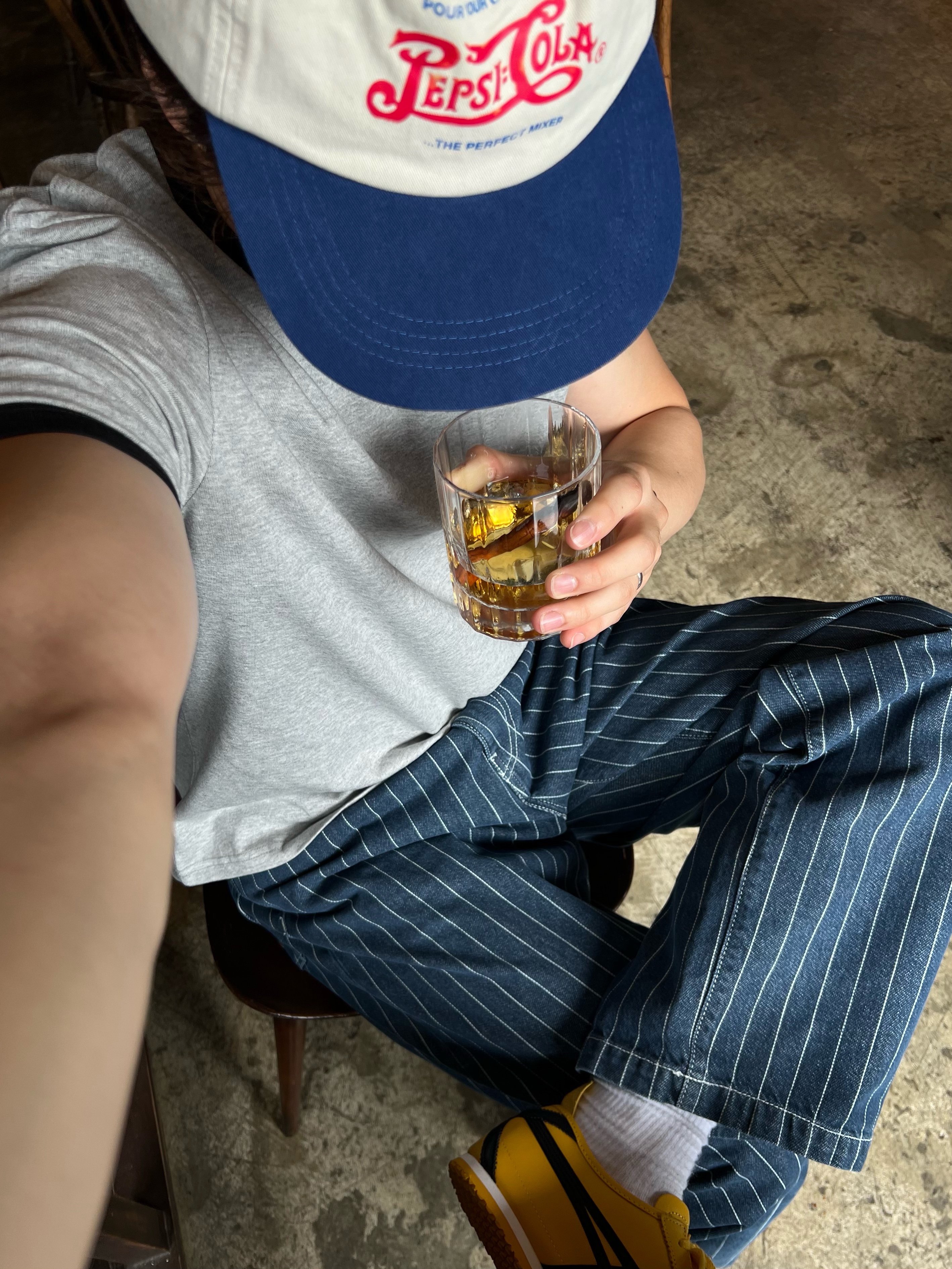 Onitsuka Tiger Mexico 66 Yellow Black, Carhartt WIP Orlean Stripe Pants Blue White Stone Washed 착용 스타일 - 6