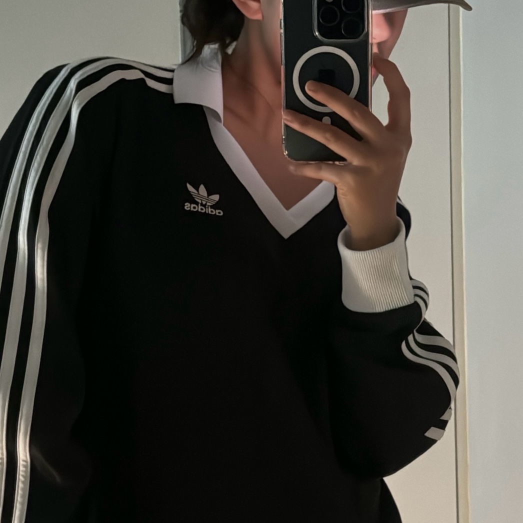 Adidas Adicolor Pique Football Long Sleeve T-Shirt Black - KR Sizing 착용 스타일 - 2