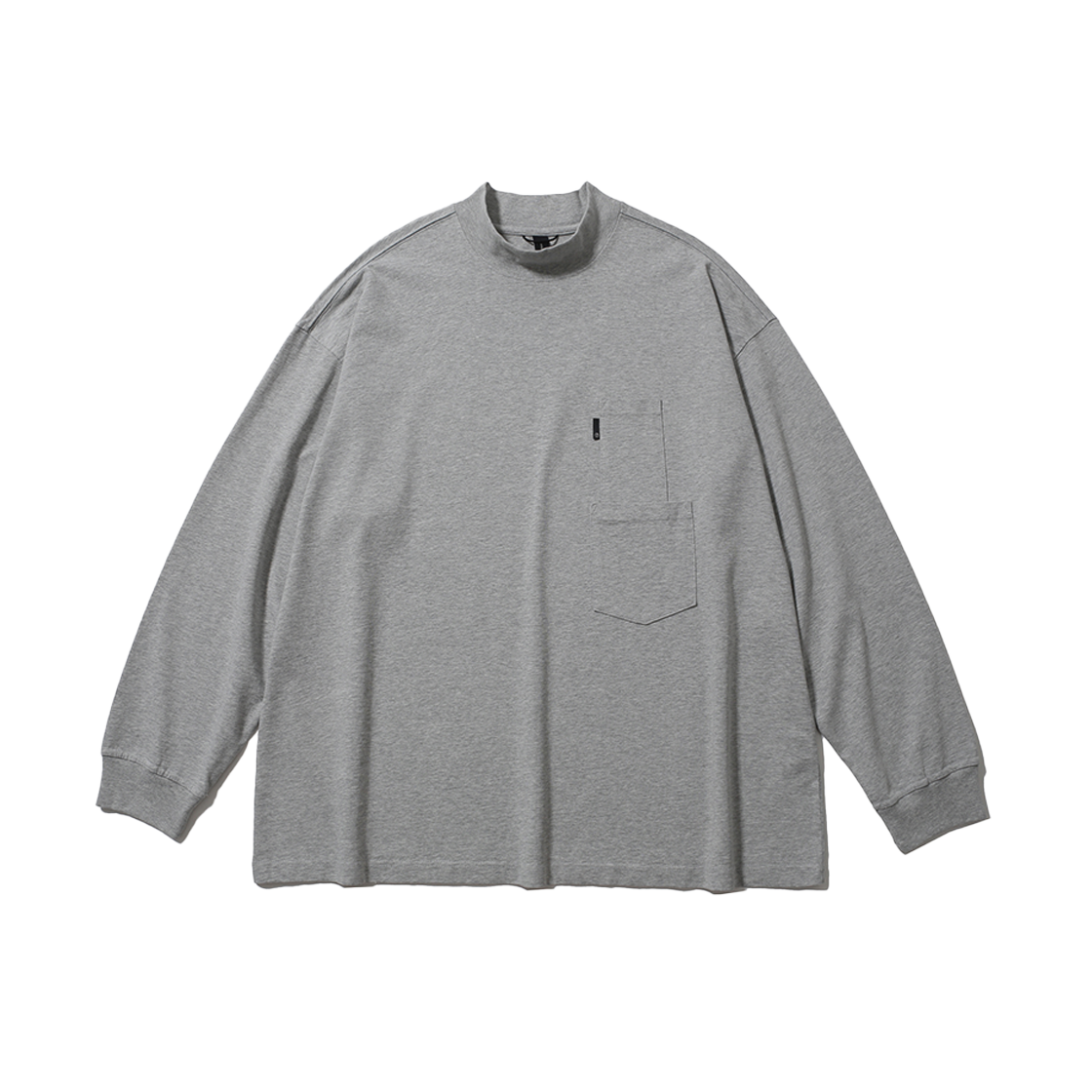 모이프 배기 모크넥 롱슬리브 티셔츠 헤더그레이