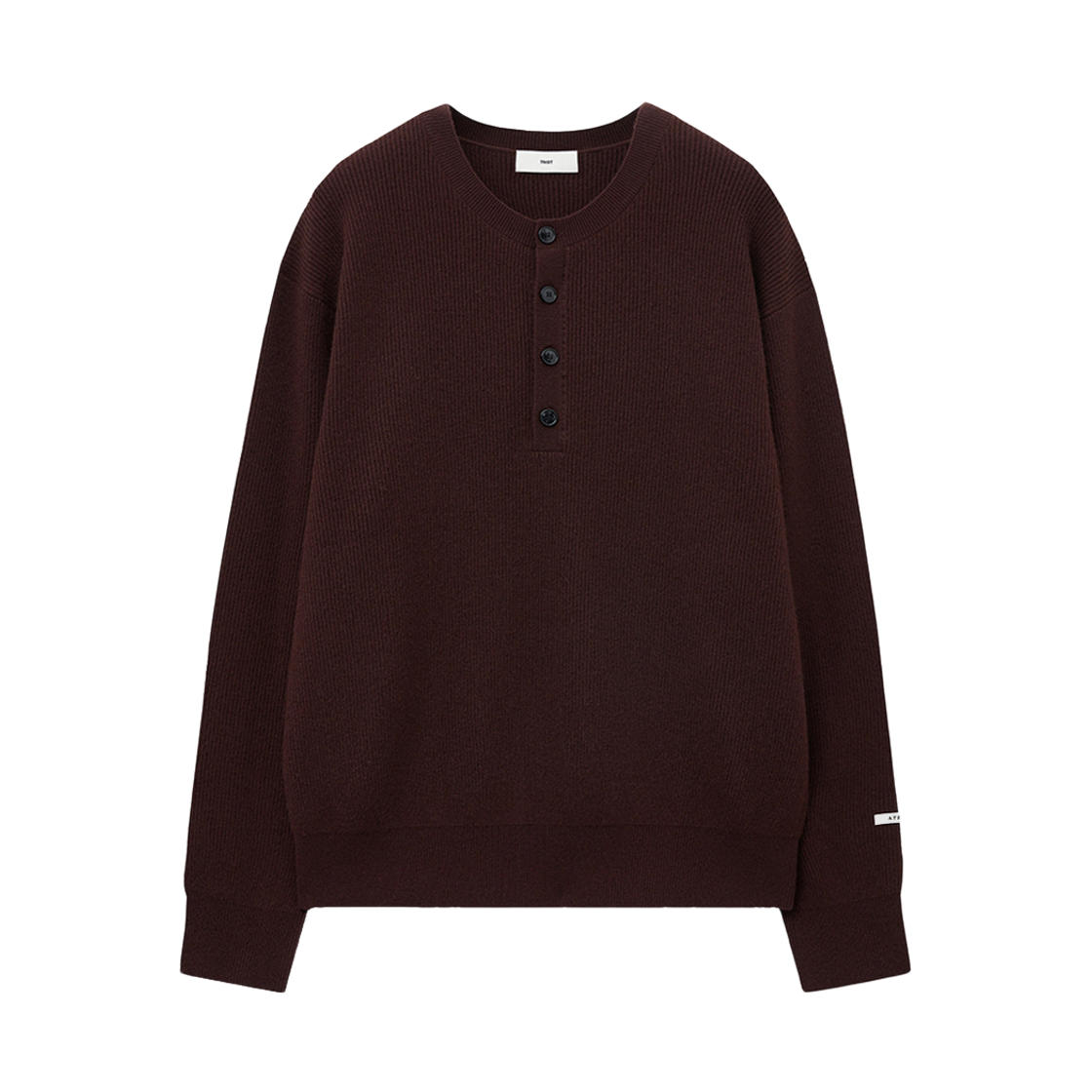 TNSW5F109D2 TNGT Oversize Rib Henley Neck Knit Burgundy