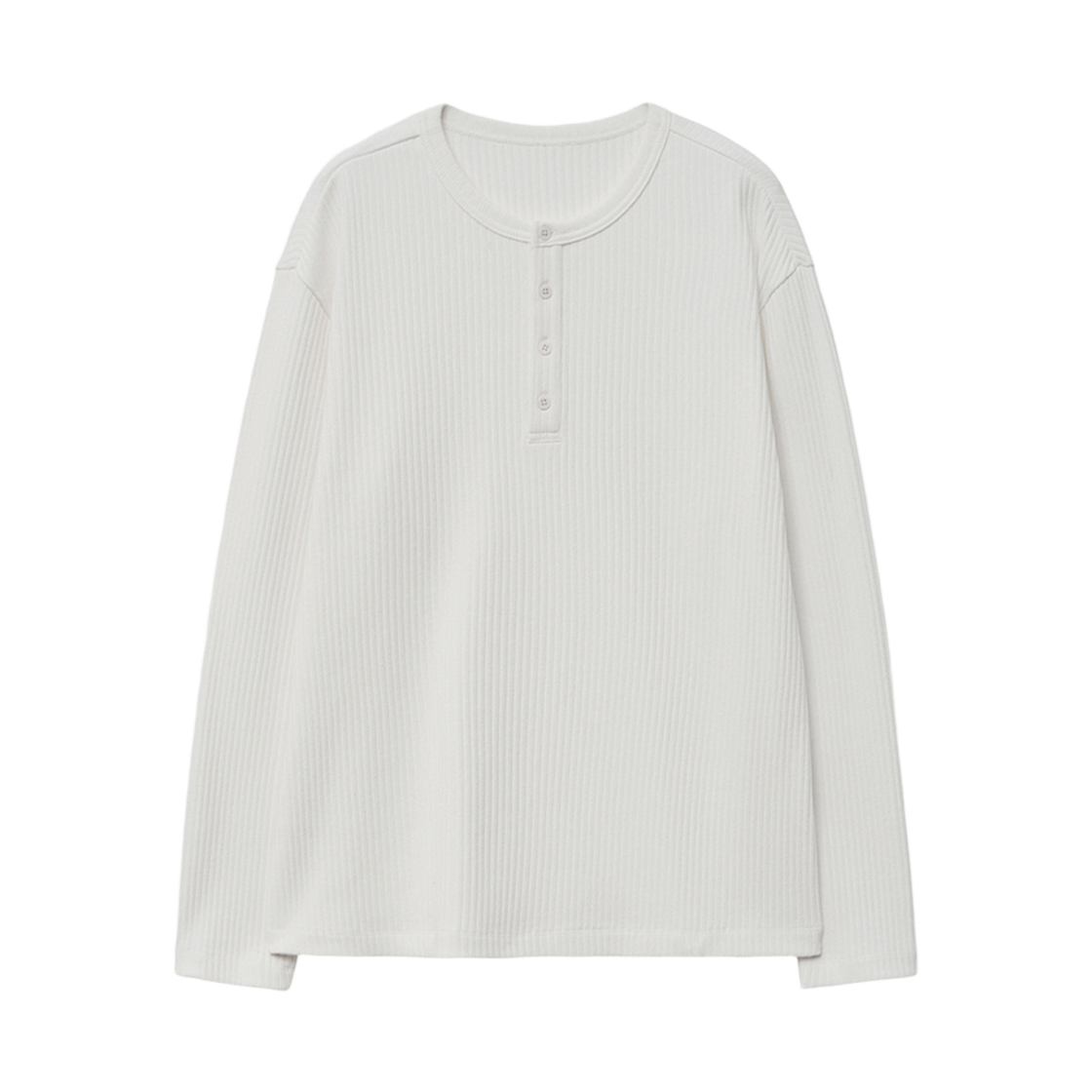 TNTS5F100IV TNGT Ribbed Henley Neck T-Shirt Cream