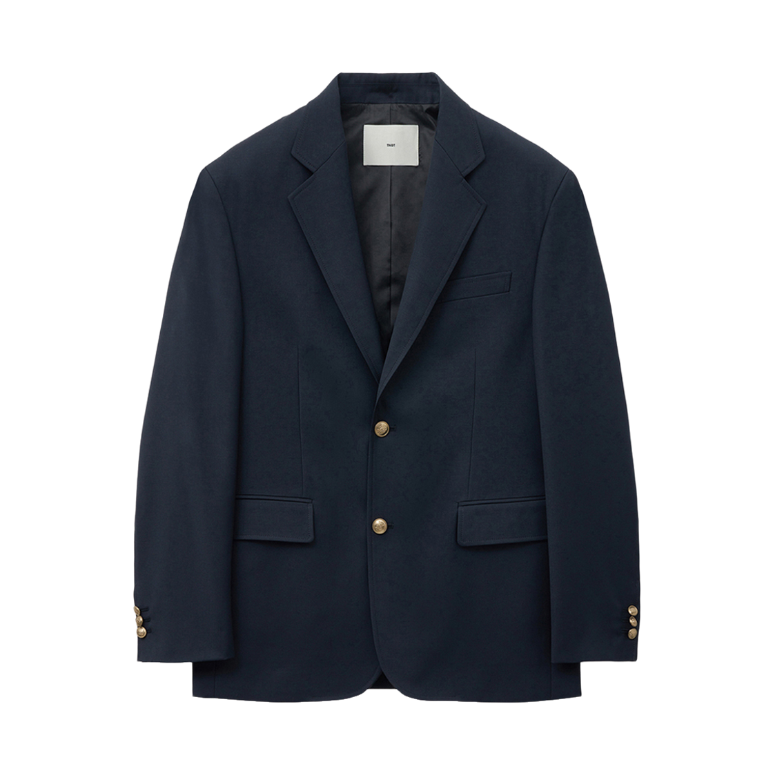 티엔지티 프레이보이 울 블렌디드 골드 버튼 블레이저 네이비