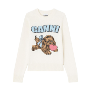 (W) Ganni Puppy Wool Sweater Egret