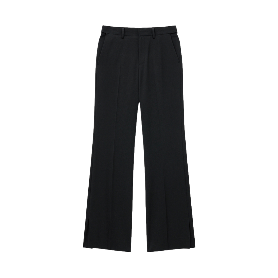 티엔지티 플레어 핏 슬릿 팬츠 블랙