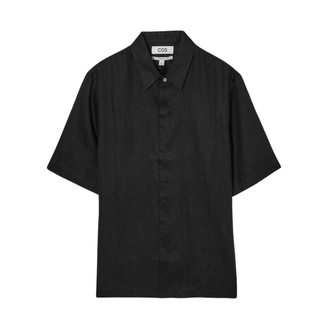 1148844005 COS Short Sleeved Linen Shirt Black