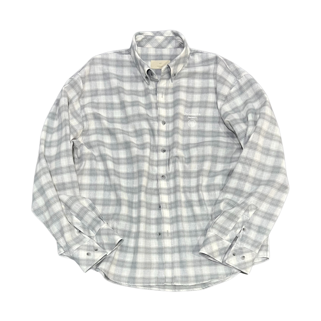 언더마이카 무.138 서클 로고 베이식 롱 슬리브 체크 셔츠 라이트 그레이(Undermycar MU.138 Circle Logo Basic Long Sleeve Check Shirts Light Gray)