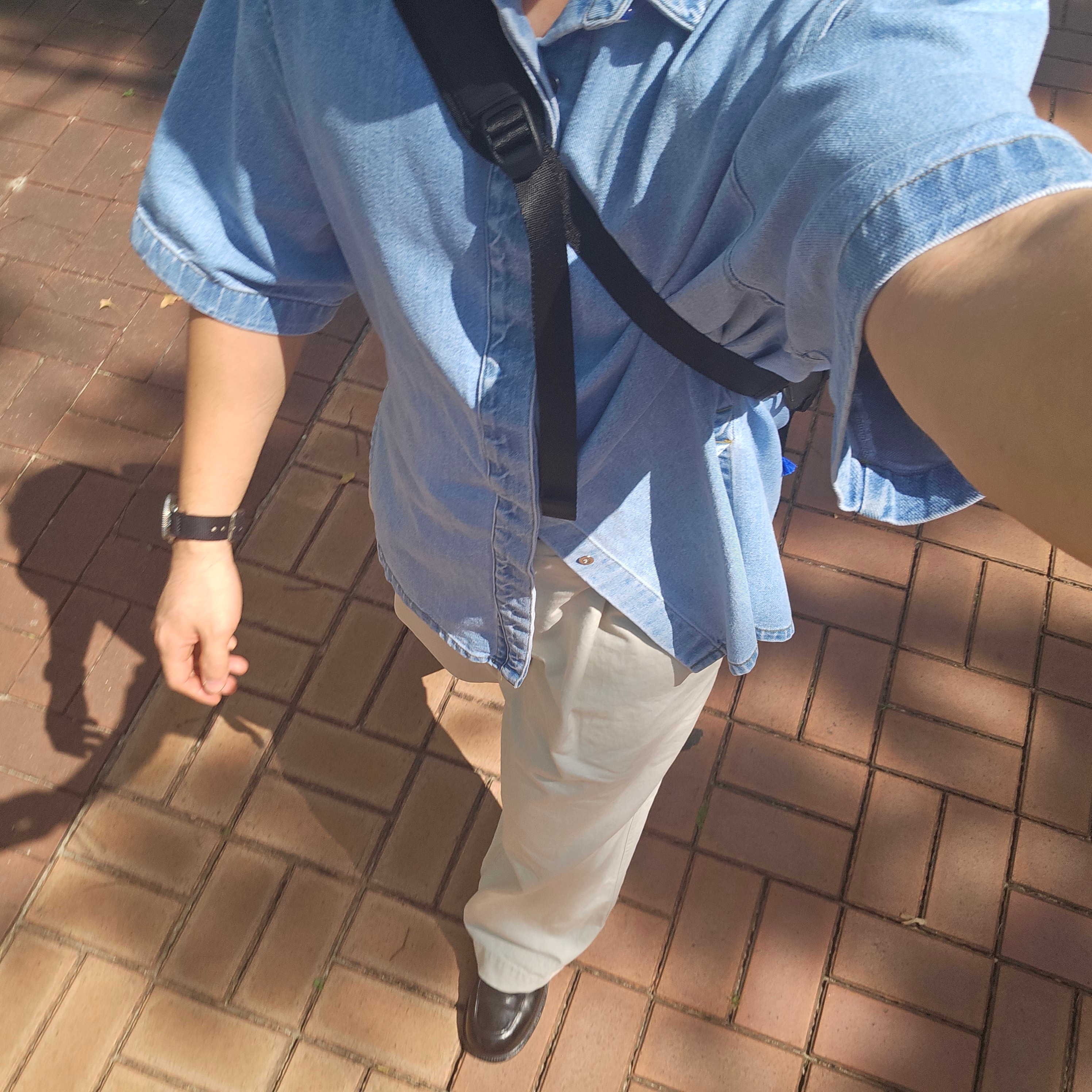 Ader Error Half Sleeve Shirt Product 57 Light Blue, Ader Error Badin Backpack Noir 착용 스타일 - 2