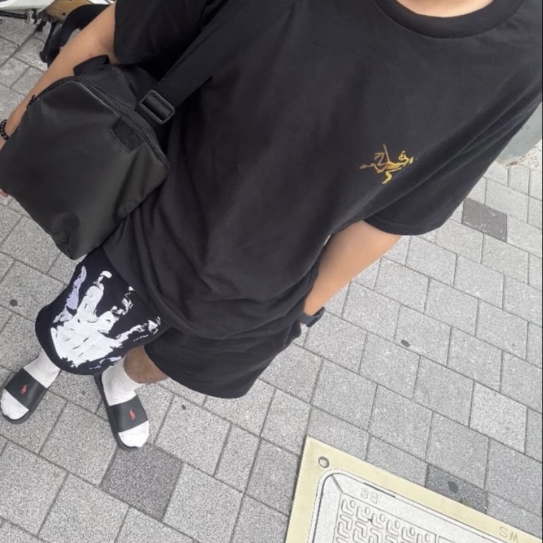 Arc'teryx Kragg Cotton Logo SS T-Shirt 24K Black 착용 스타일