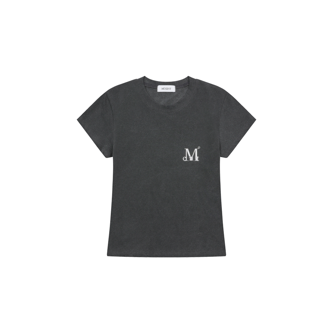 P0000BBZ MUCENT Slap Pigment Washing Metal Logo Set Up Half T Pigment Charcoal