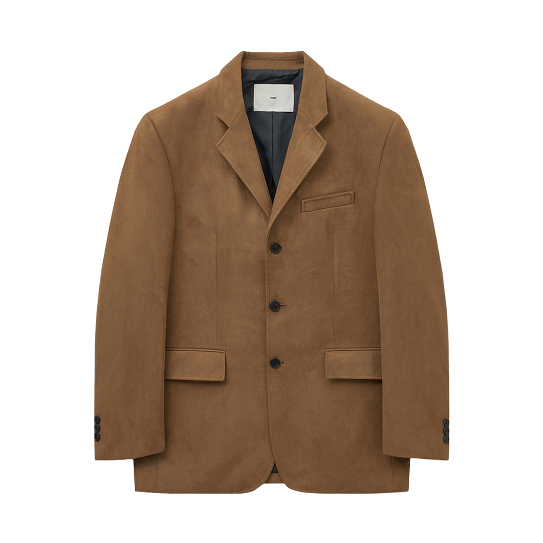 티엔지티 페이크 스웨이드 오버사이즈 자켓 카멜 브라운