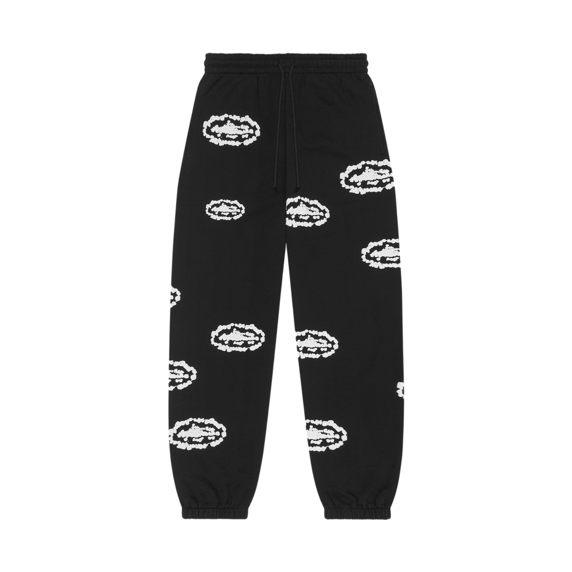 데님 티어스 x 코르테이즈 코튼 리쓰 스웨트팬츠 블랙(Denim Tears x Denim x Corteiz Cotton Wreath Sweatpants Black)