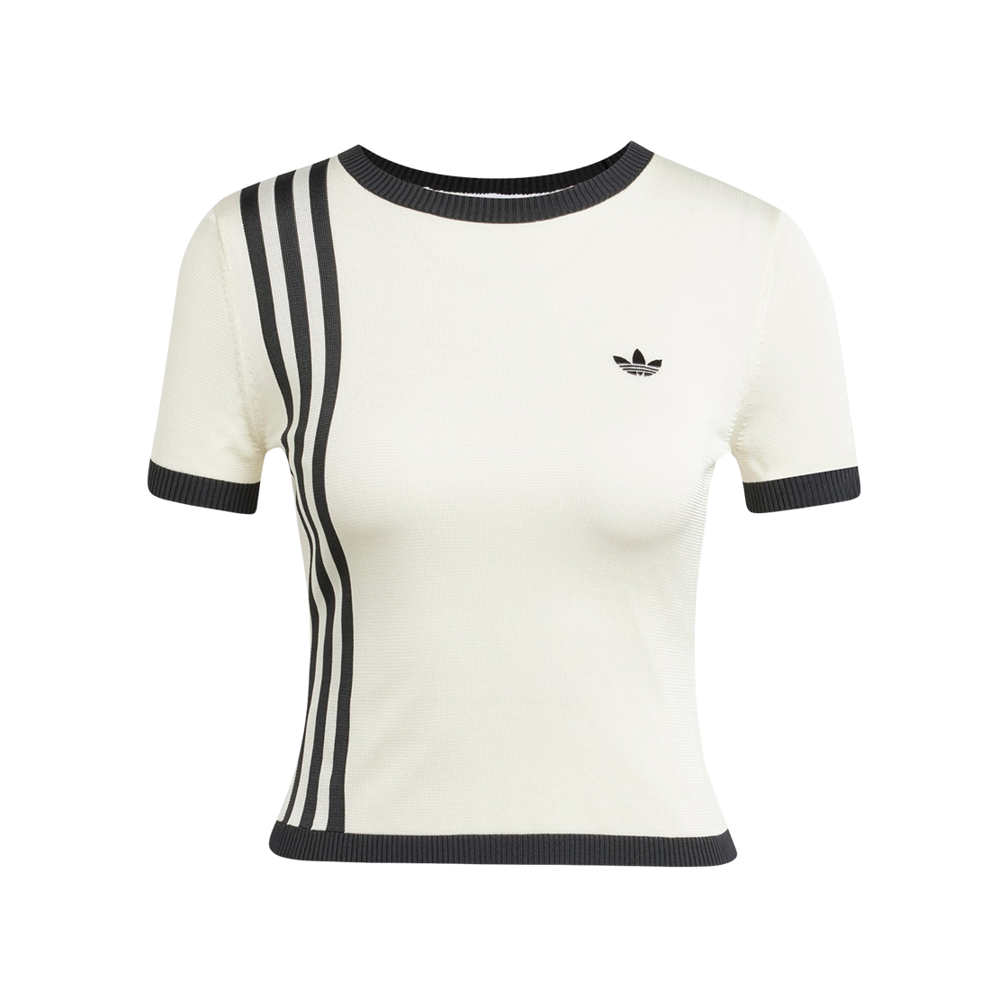JJ0961 (W) Adidas Knitted 3S Short T-Shirt Cream White - KR Sizing