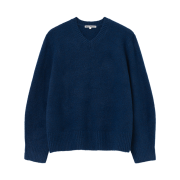 Millo Archive Crop Silhouette Vneck Knit Deep Blue