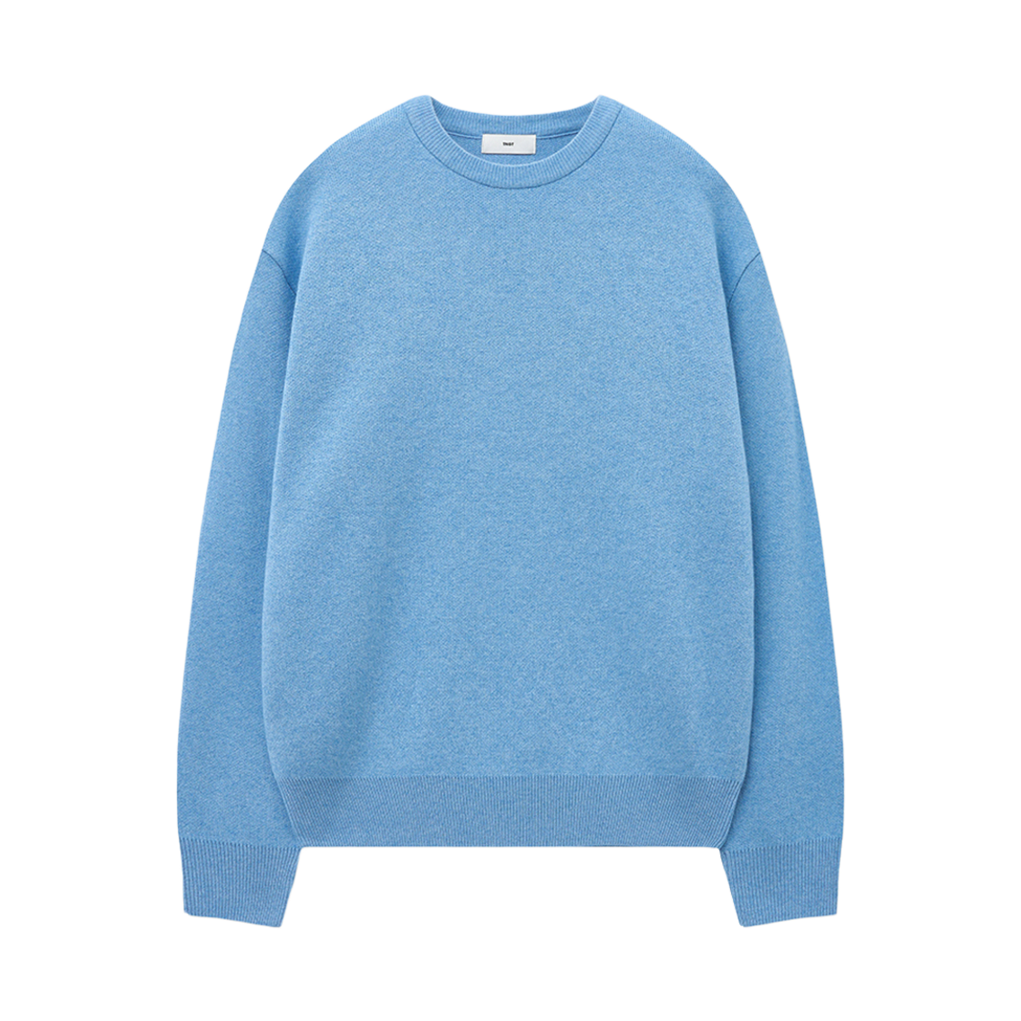 티엔지티 울 블렌디드 라운드 넥 스웨터 멜란지 블루