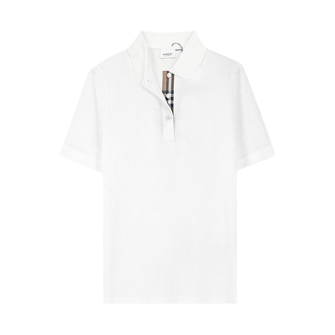 (W) 버버리 코튼 폴로 셔츠 화이트((W) Burberry Cotton Polo Shirt White) - 1