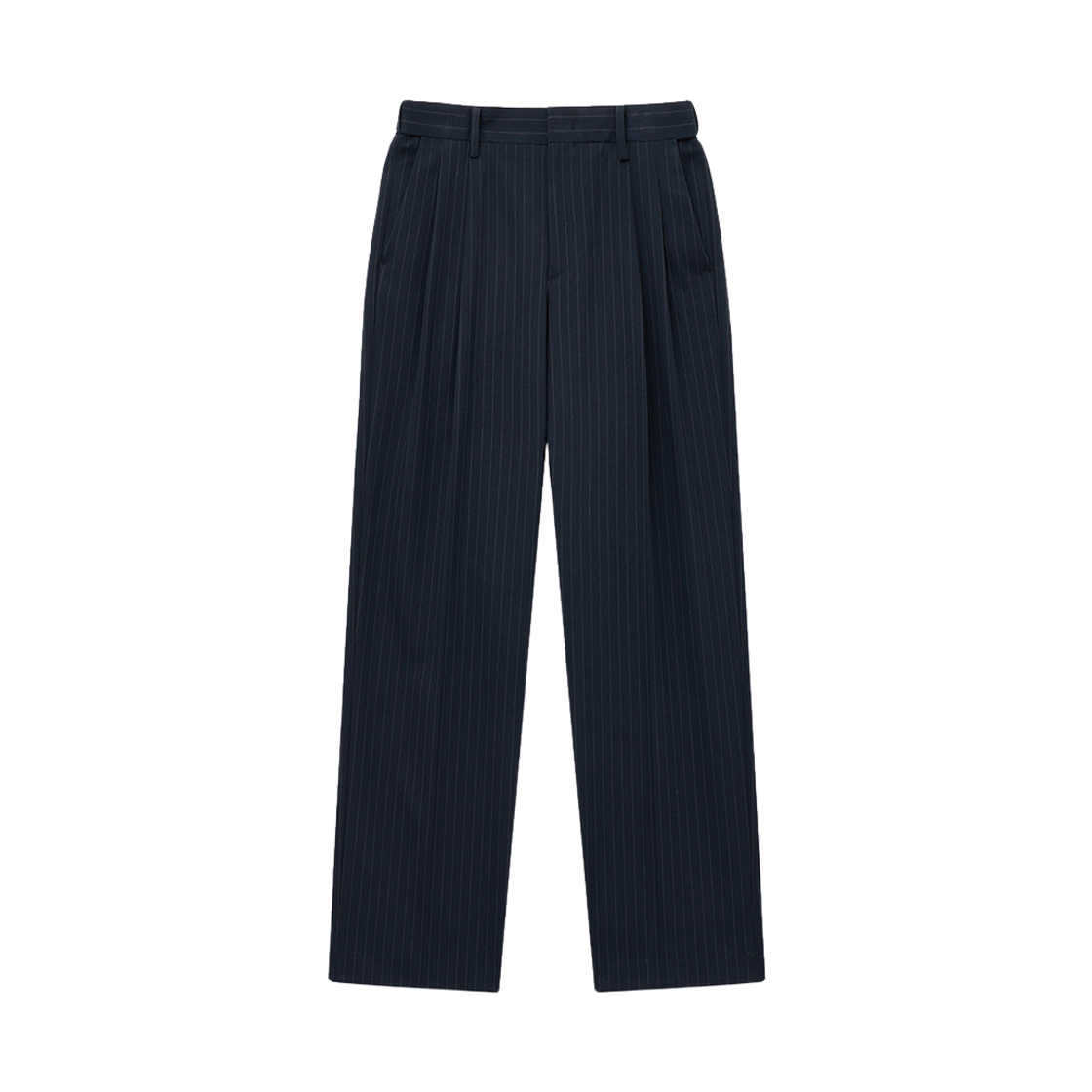 티엔지티 핀 스트라이프 와이드 팬츠 네이비