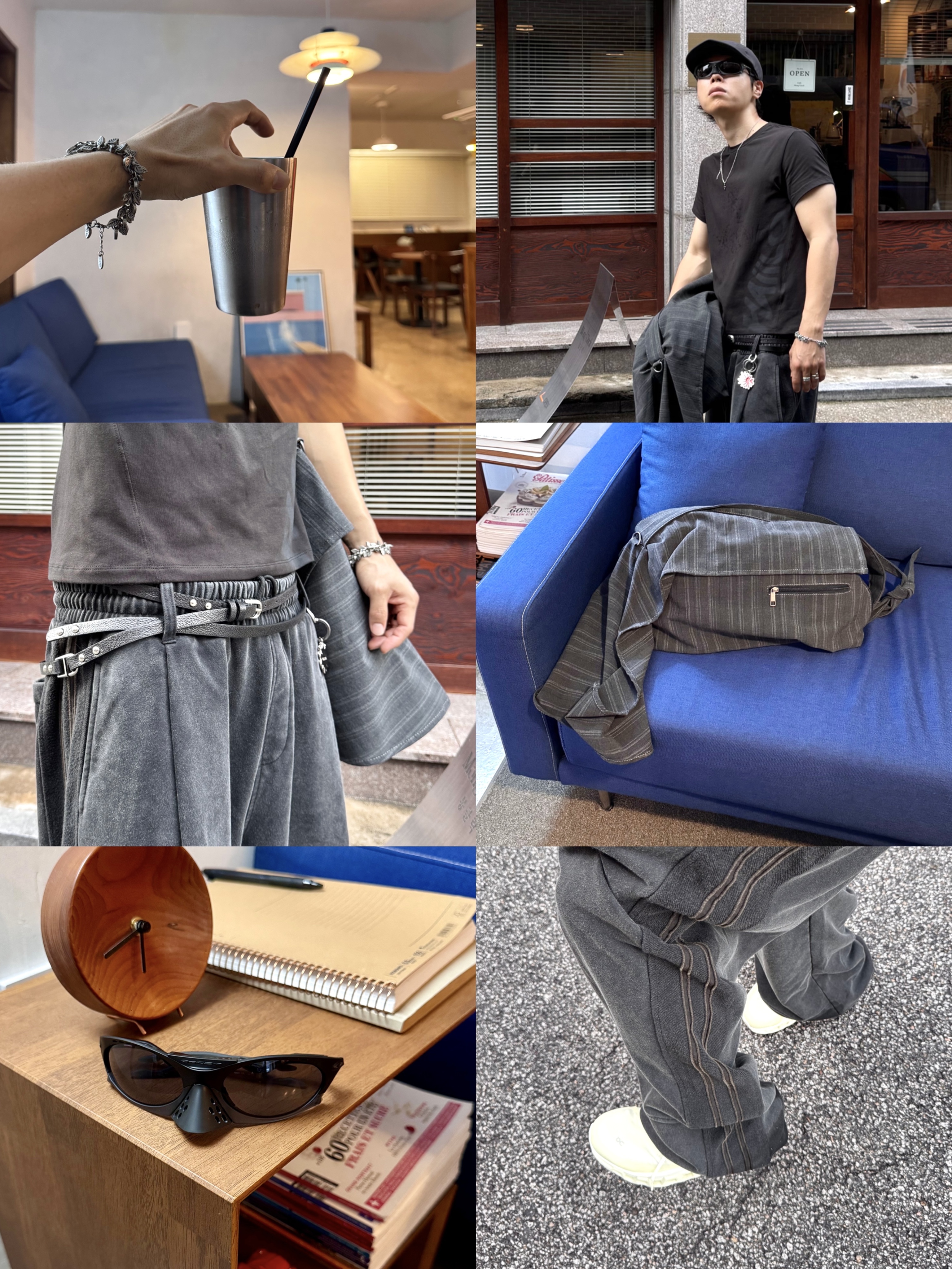 On Running x Post Archive Faction (Paf) Cloudmonster 2 Seedling White, Oakley Plantaris Matte Black Frame Prizm Grey Lenses Regular Universal Fit 착용 스타일 - 3