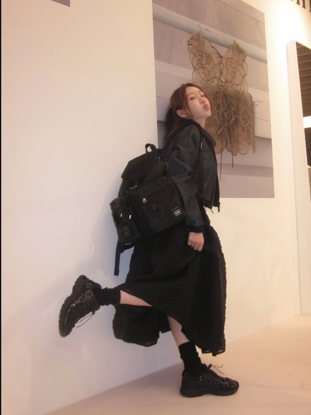 Porter x Cecilie Bahnsen Backpack Black 착용 스타일 - 1