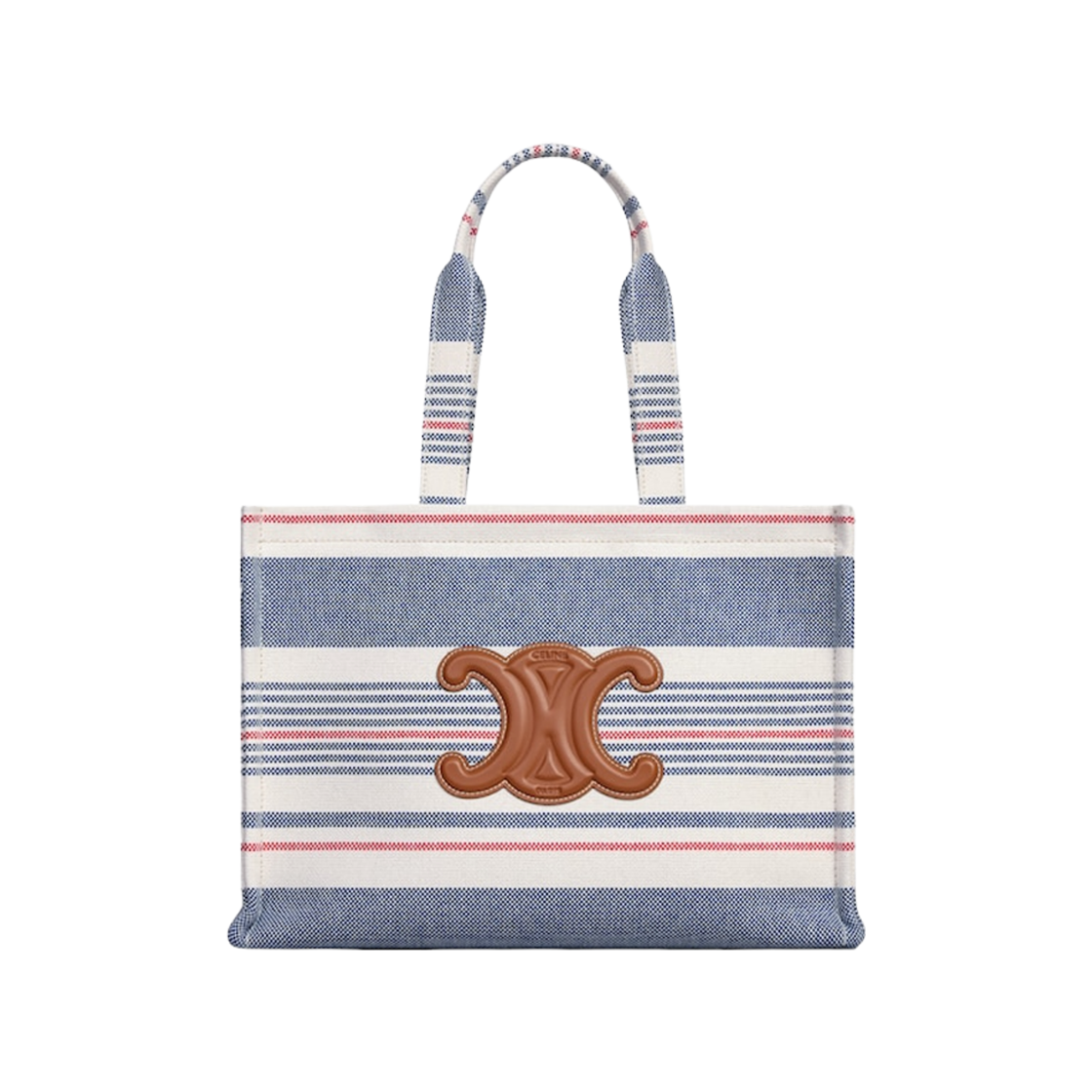 196762FYN-14ML Celine Large Cabas Thais in Striped Textile Calfskin Multicolor