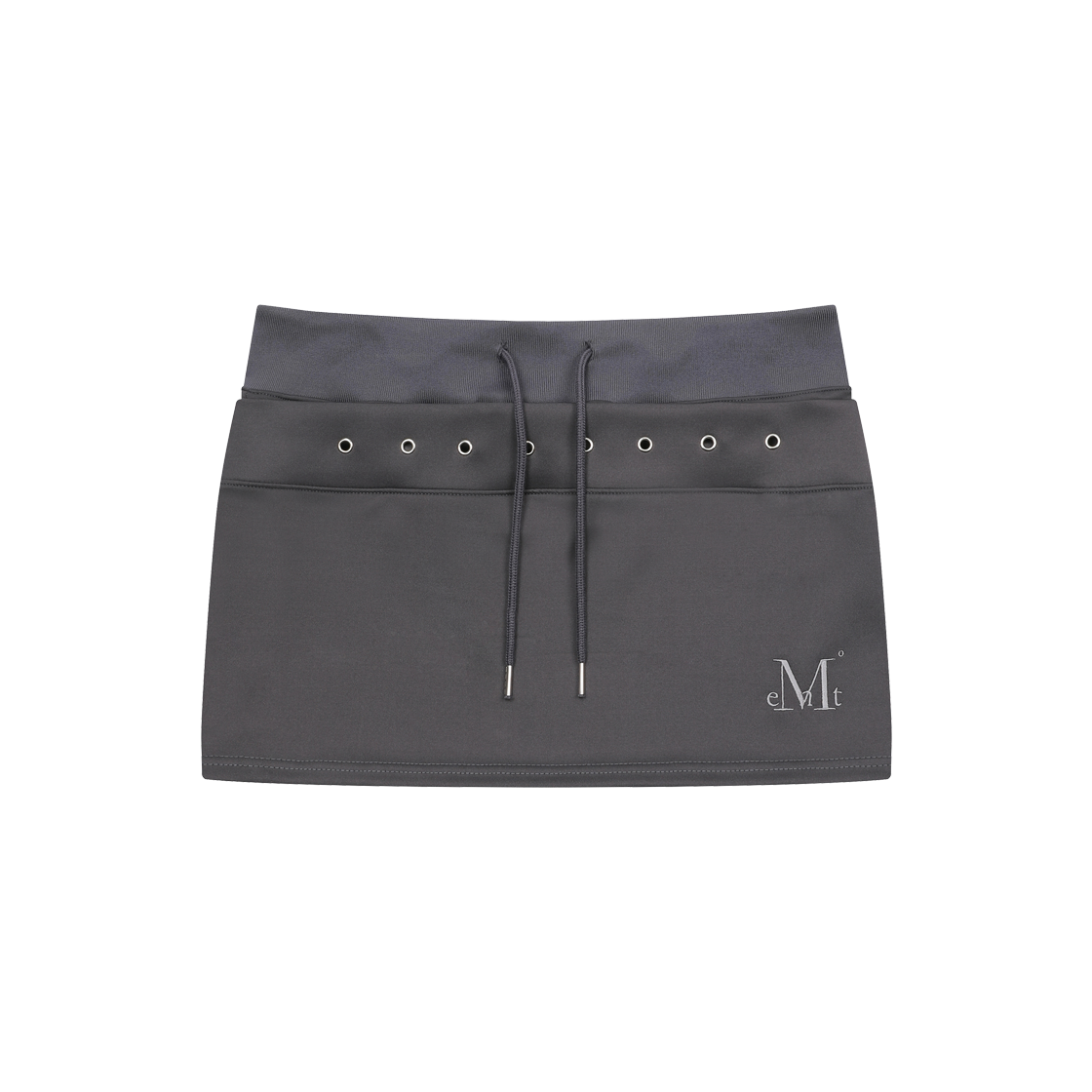 P0000BCE MUCENT Stria Punching Eyelet Banding Mini Skirt (2Color) Charcoal