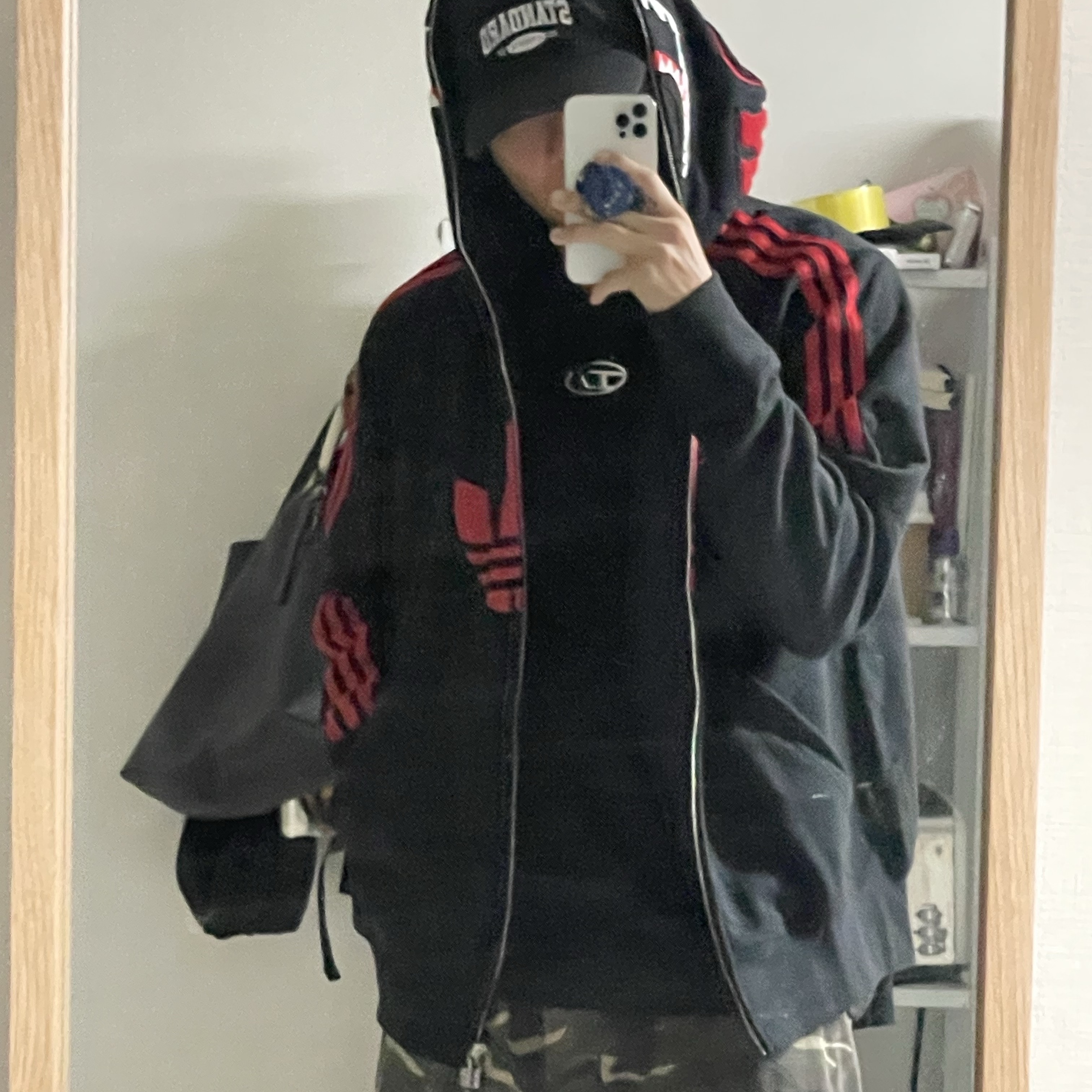 Adidas x BAPE Ultimate Shark Hoodie Black - KR Sizing 착용 스타일